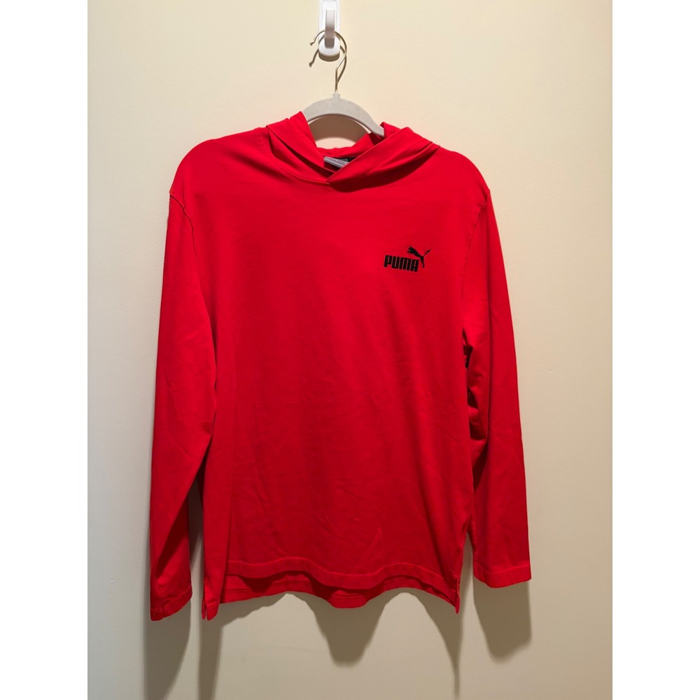 Puma Mens Red Long Sleeve Hooded T-Shirt Logo Graphic Hoodie 670413-11 L